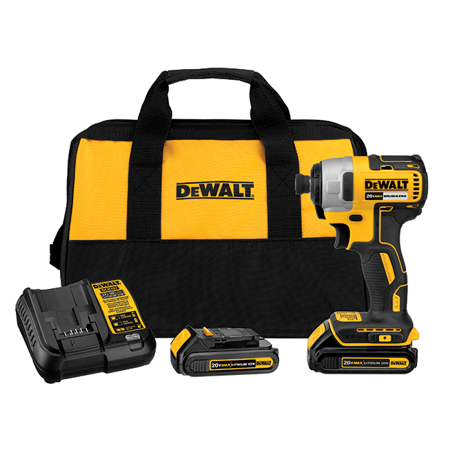 **New** DeWalt 20-Volt Max 1/4-in Cordless Impact Driver with Batteries and Charger – Brushless Motor – Variable Speed – (DCF787C2)