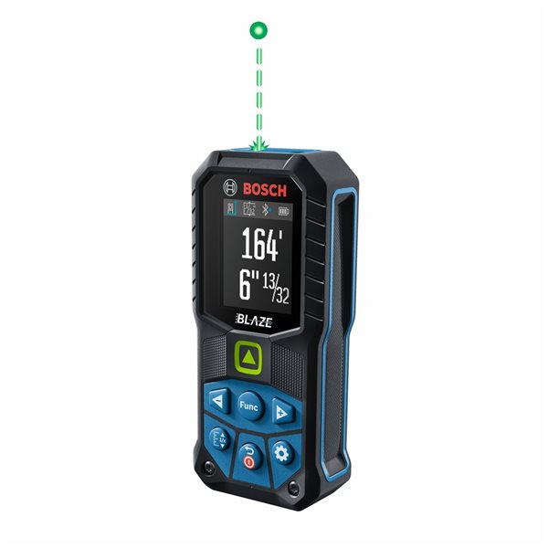 **New** BOSCH Télémètre laser BLAZE par Bosch de 165 pi avec affichage rétroéclairé en couleur et compatibilité Bluetooth