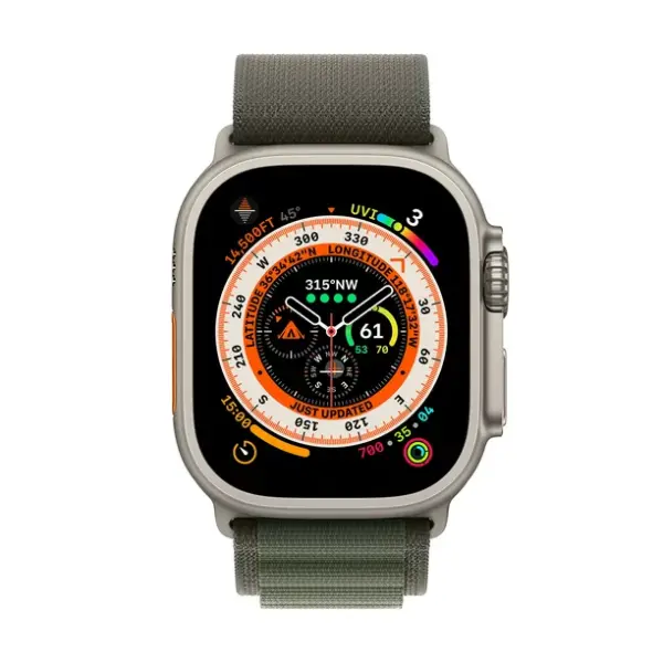 Apple Watch Ultra (GPS + cellulaire) avec boîtier de 49 mm en titane et bracelet alpin vert – Moyen