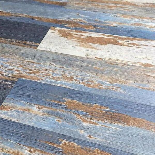 Deco Products COLORS Planche pour sol et murs vinyle daspect bois vieilli Old Blue Sea, 6 po x 36 po 30 pi2/bte